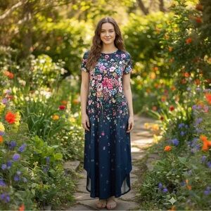 Floral Short Sleeve Maxi Dress NWOT